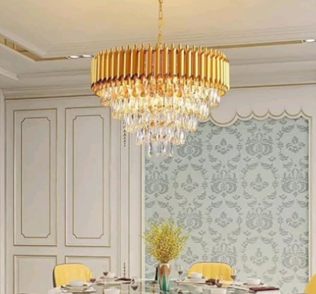 Modern Gold Tiered Crystal Chandelier